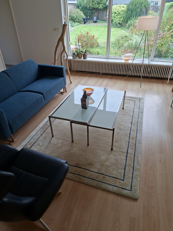 Dubbele salontafel ca1970, Glas, Metaal, Zilver (foto 4 van 7)