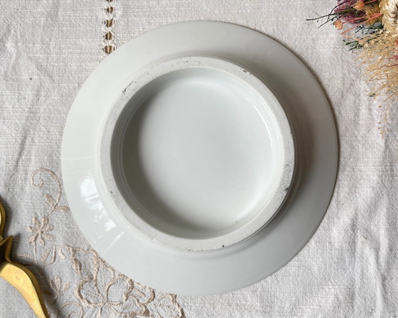 Vintage White Floral Porcelain Footed Platter, Made in France – Crockery (photo 8 of 8)
