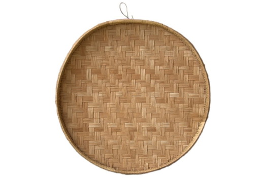 Groot rieten rijstbord, afkomstig uit Cambodja, 66 cm – wanddecoratie, Wicker, Bamboo
