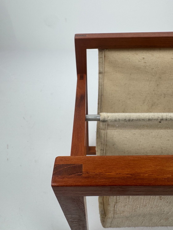 Image 1 of Henning Wind-Hansen für Sika Møbler – Zeitschriftenhalter aus Teakholz und Leinen, Dänemark, 1960er Jahre