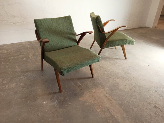 Ensemble de 2 fauteuils tchèques du milieu du siècle – Textile, Wood (photo 7 of 15)