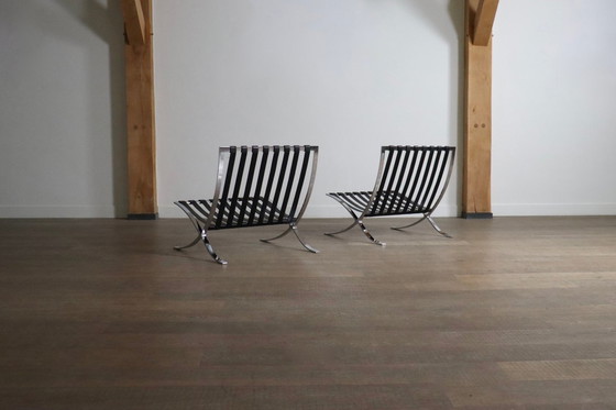 Image 1 of Pair of Barcelona Chairs by Ludwig Mies van der Rohe for Knoll, 1960s