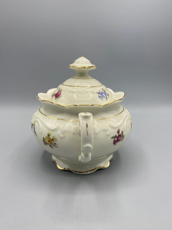 Schumann Arzberg Bavaria Polychrome Floral Porcelain Covered Sugar Bowl – Decorative Objects, Klassiek (photo 2 of 8)