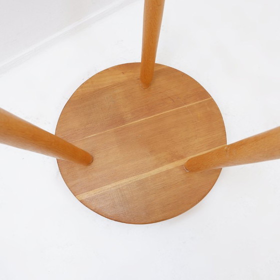 Image 1 of Vintage tripod side table in solid wood with rounded legs