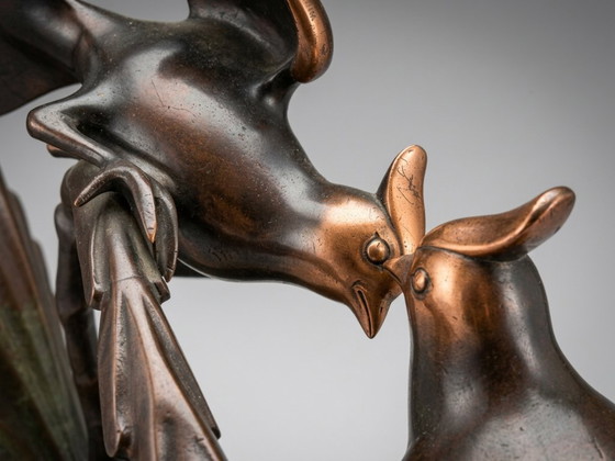 Marcel GUILLEMARD (1886–1932) / Atelier Primavera — Coppia di Cince dal Ciuffo, Importante Scultura Art (photo 17 of 20)