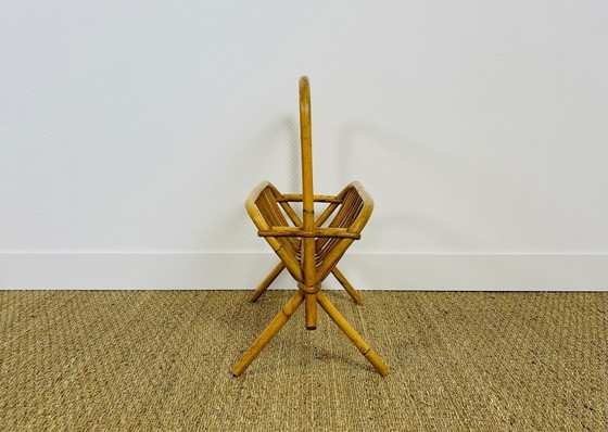 Image 1 of Vintage tijdschriftenrek van rotan, 1960