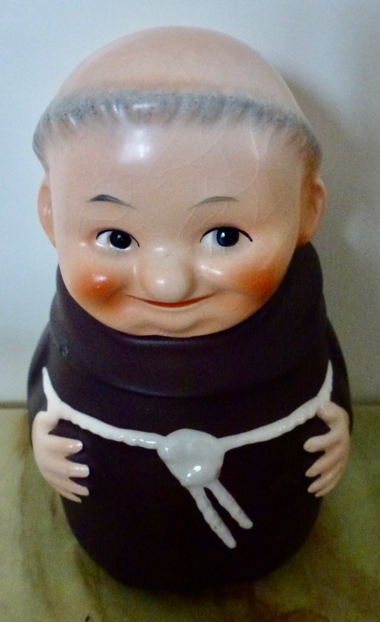 Vintage West Germany Goebel Friar Tuck Monk 2-piece sugar bowl and