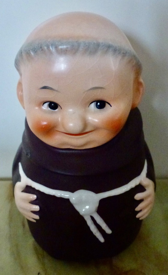 Image 1 of Sucrier et pot à lait vintage Goebel Friar Tuck Monk en 2 pièces d'Allemagne de l'Ouest.