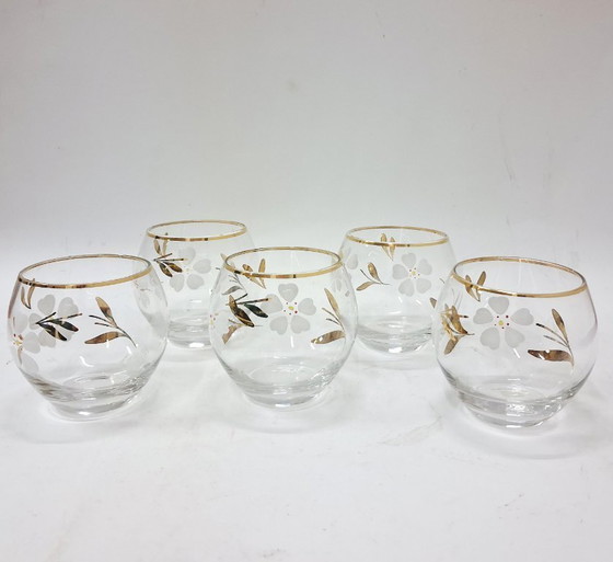 Image 1 of Verres Roly Poly vintage « Lucky Clover » style milieu du siècle (lot de 5)