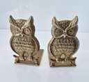 2 serre-livres vintage en laiton en forme de hibou