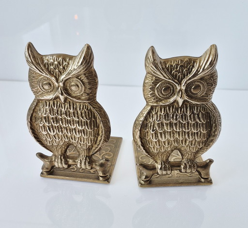 2 vintage brass "Owl" bookends