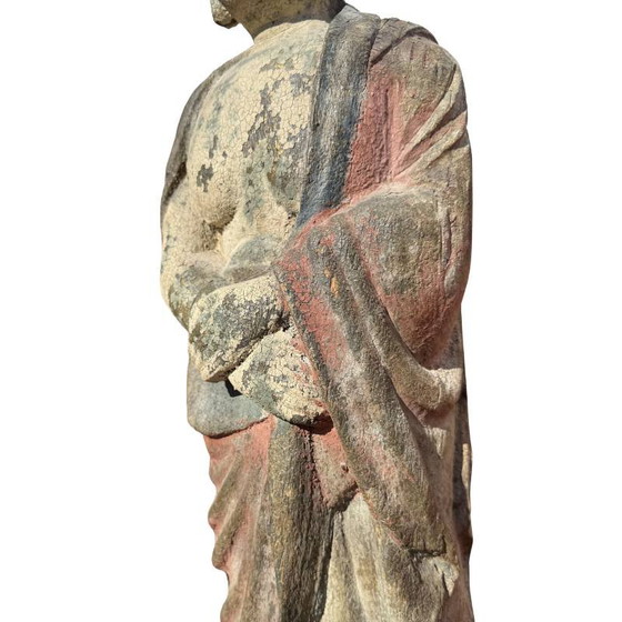 Antique Wooden Guanyin Statue from China – Large Polychrome Temple Sculpture (photo 13 of 13)