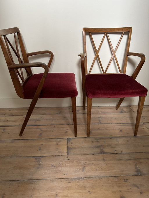 2 Annata AA Sedie Patijn Cross – Zijlstra Joure – anni '50 – eetkamerstoelen, Wood, Velvet (photo 2 of 5)