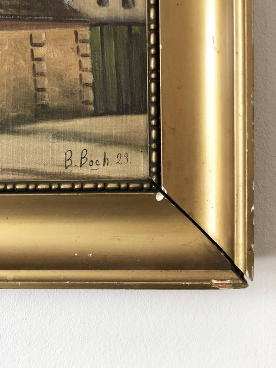 Image 1 of Grande peinture à l'huile originale d'époque représentant un cottage à la campagne, vers 1923