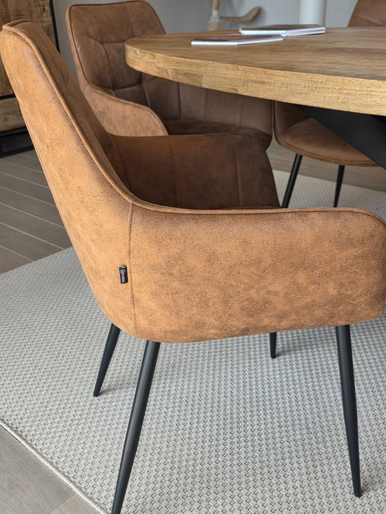 Image 1 of 8 cognac dining chairs