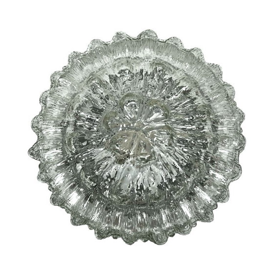 Image 1 of Lámpara de techo de cristal, aplique de pared RZB 32310 con motivo floral / Cristal de hielo, Alemania, década de 1970.