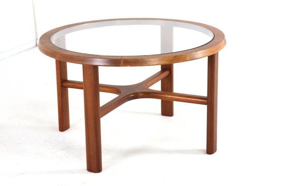 Image 1 of G-Plan round coffee table teak with glass vintage
