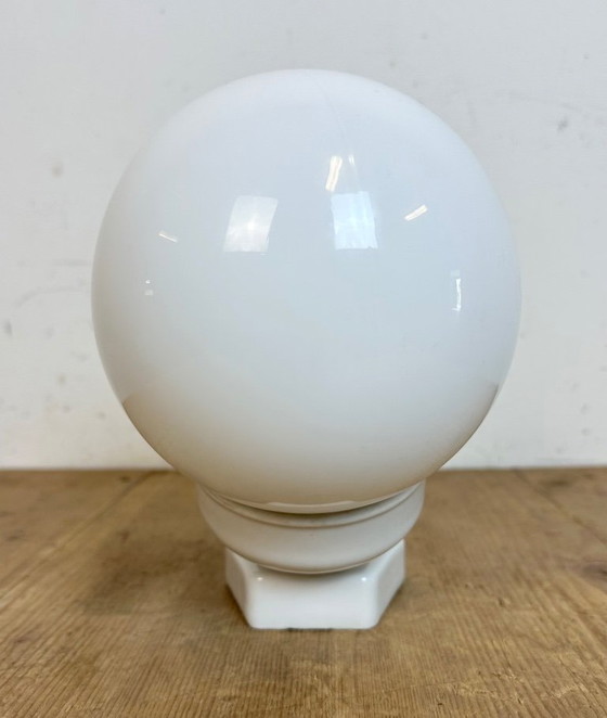 Image 1 of Vintage White Porcelain Wall Light with Milk Glass, 1960s
