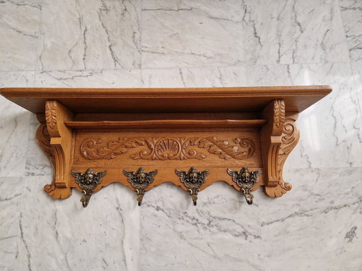 Porte-manteau mural vintage en bois, style français
