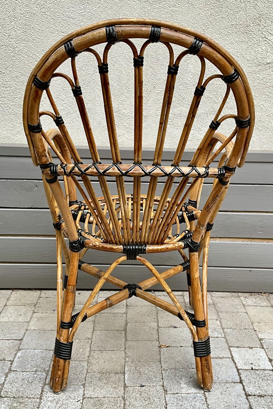 Vintage Rattan Peacock Armchair – France, 1970s – Plastic (photo 4 of 10)