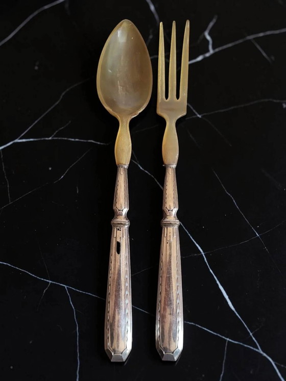 Posate da insalata in argento con punzone Minerva – Set di posate, Silver, Art Deco (photo 6 of 12)