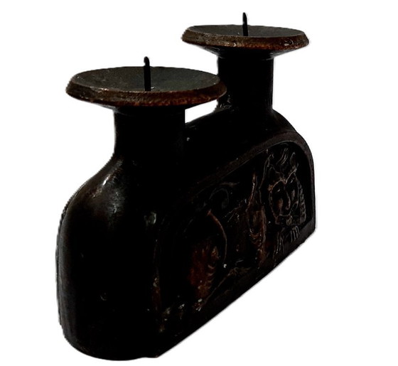 Image 1 of Portacandele doppio in ghisa d'epoca