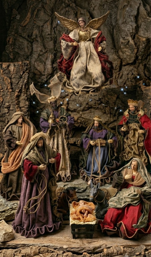 Ancient Sicilian Style Nativity Scene – decoratieve objecten, Textile, Paper