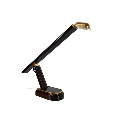 Lampe de bureau vintage en bois et métal, 1950