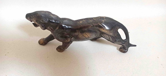 Image 1 of Fermacarte tigre in bronzo anni '50 Larghezza 22 cm