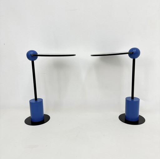 Paar Beistelltische Edward Geluk für Arco - 1980's 'Piccolo' postmoderner Memphis-Stil - Niederländisches Design
