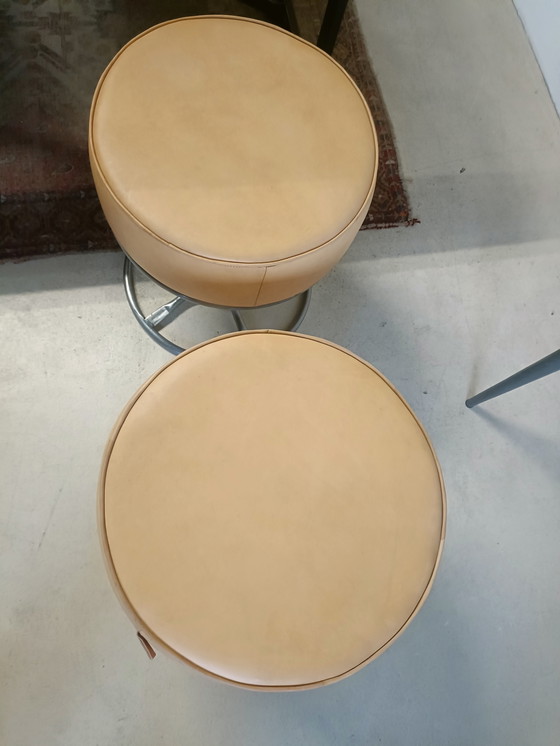 Image 1 of Cognac brown leather pouf