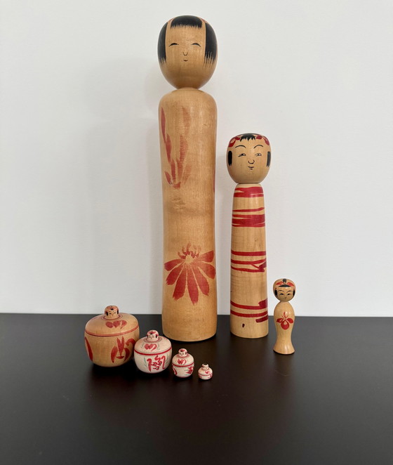 Image 1 of Set di kokeshi d'epoca