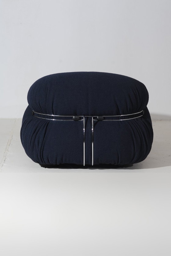 Image 1 of Vintage Soriana 2-Sitzer-Sofa von Afra & Tobia Scarpa in nachtblauem Bouclé