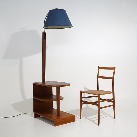 Image 1 of Stehlampe mit Maserholztisch, 1930er Jahre