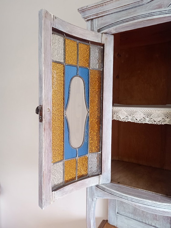 Image 1 of Antique sideboard with leaded glass and mirror