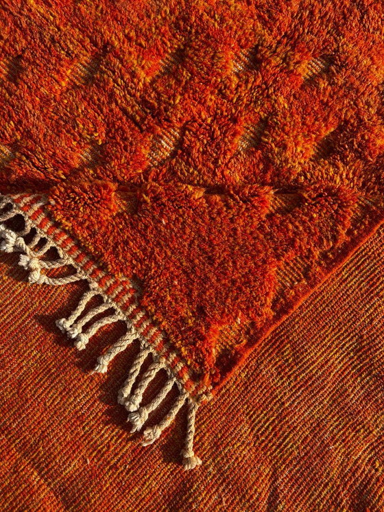 Image 1 of Orange Moroccan wool rug – Handmade geometric rug – Contemporary Berber carpet