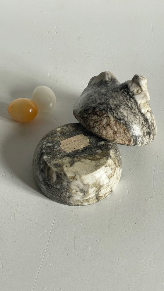 Image 1 of Vintage Marble Hen with Eggs Sculpture