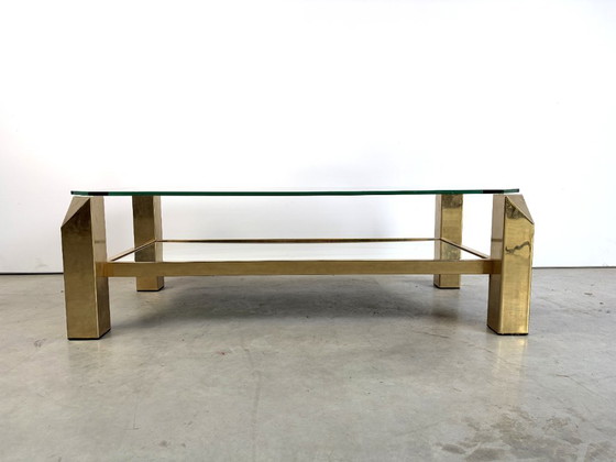 Table basse vintage plaquée or 23 carats par Belgochrom, années 1970 – Tables basses, Verre (photo 8 of 10)
