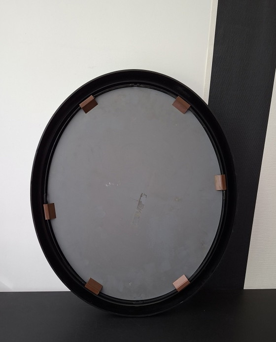 Vintage Tiger Black Plastic Oval Mirror from the 1970s – Glass (photo 5 of 5)