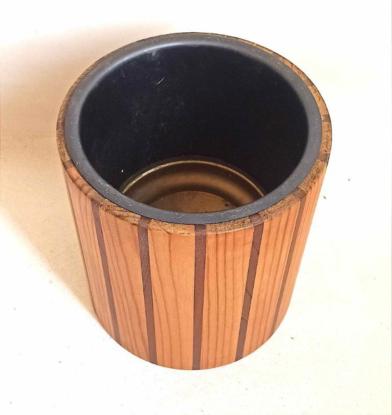 Image 1 of Scandinavische houten ijsemmer of flessenkoeler Hoogte 22,5 cm