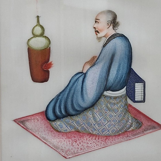 Image 1 of Siglo XIX, conjunto de 4 pinturas chinas