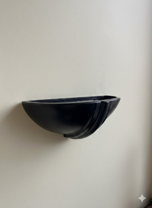 Coppia di applique da parete in stile Art Déco in ceramica nera opaca