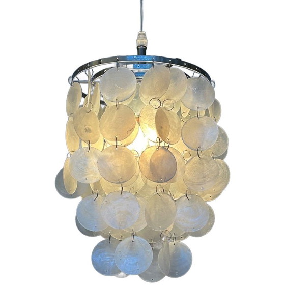 Image 1 of Set mit 2 Capiz-Muschellampen zu verkaufen! Verchromter Rahmen