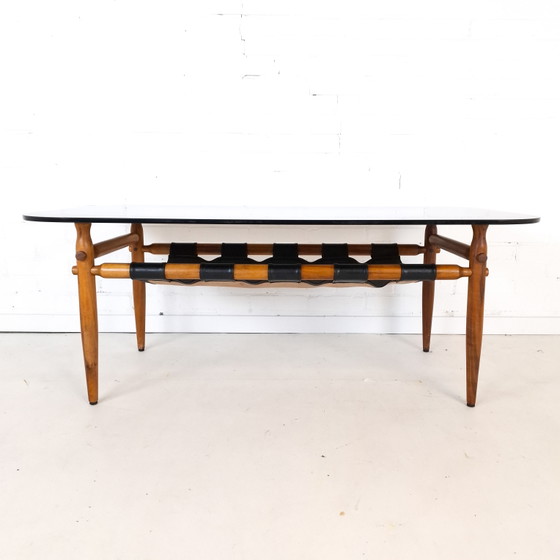 Table basse vintage en teck, design danois des années 1970, avec verre fumé. – Tables basses, Wood, Glass (photo 2 of 10)