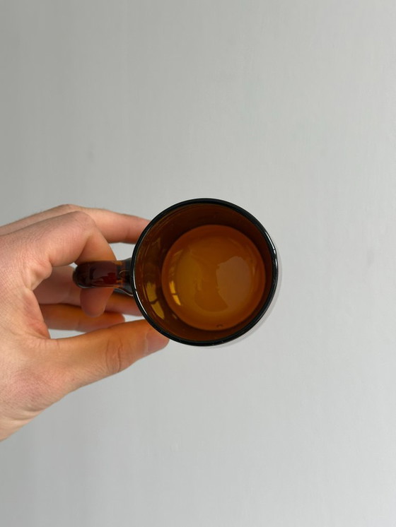 Image 1 of 4 tazze in vetro ambrato soffiato a mano