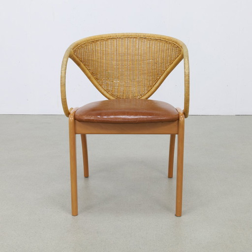 Vintage Chair Leather & Rattan Lübke