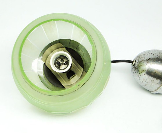 Mid-Century Glass Pendant Lamp, 1950s – Metal (photo 7 of 11)
