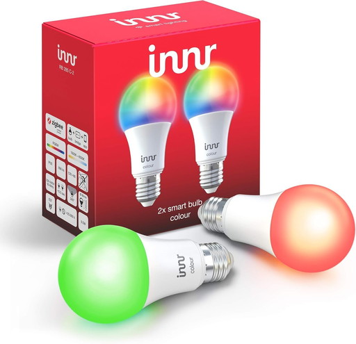innr E27 Ampoules LED Connectées, Couleur, Compatible avec Philips Hue* & Alexa (Hub Connecté requis) 16 Millions de Couleurs, T