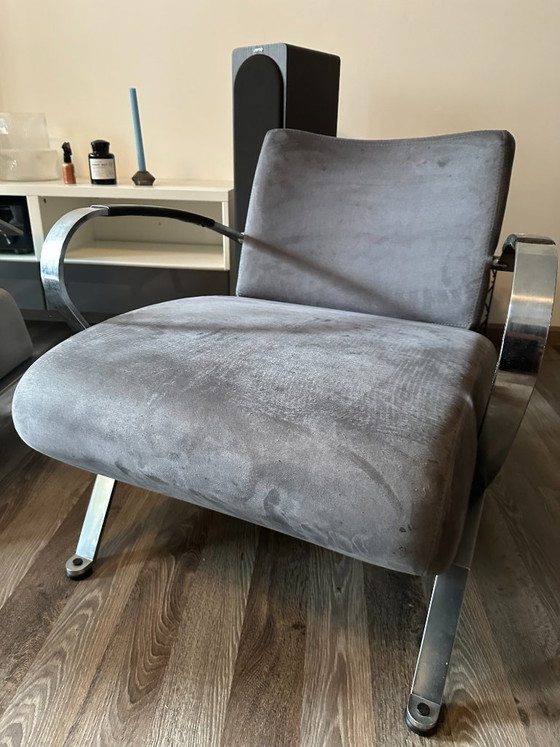Nino 911 - Young International / Gelderland Armchairs + Footstool – Chrome, Polyester (photo 4 of 7)