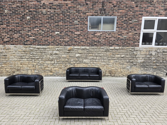 Image 1 of Zanotta Sofa Set Jaren 80 Vintage Zitgroep Set Bank Fauteuil Bankstel